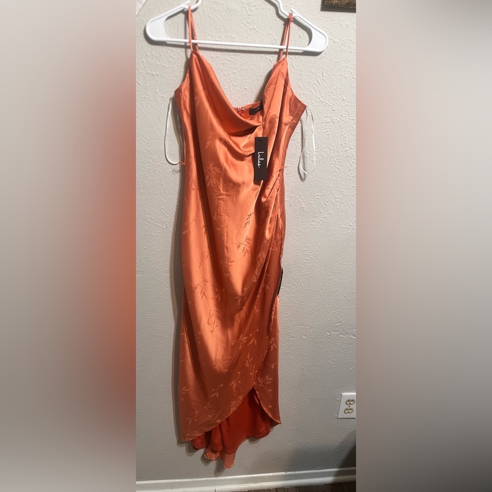 Lulu's Vibrant Orange Backless Dress